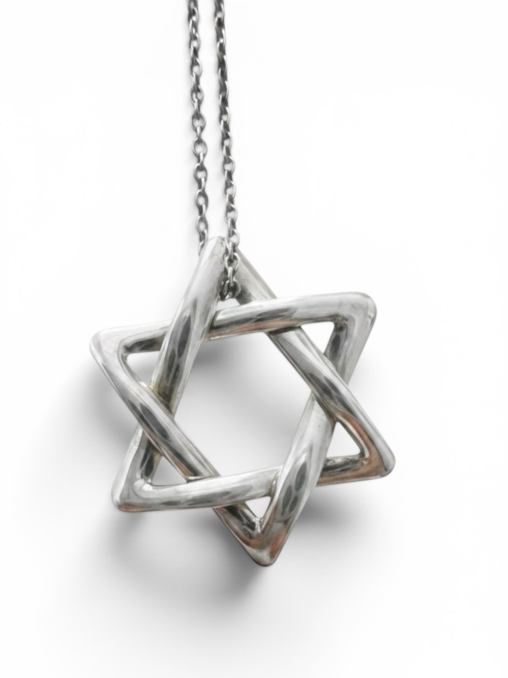 Tiffany & Co Vintage Star of David Large Pendant Sterling Silver Necklace